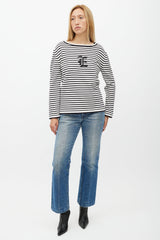Ermanno Scervino Black & White Stripe Knit Top