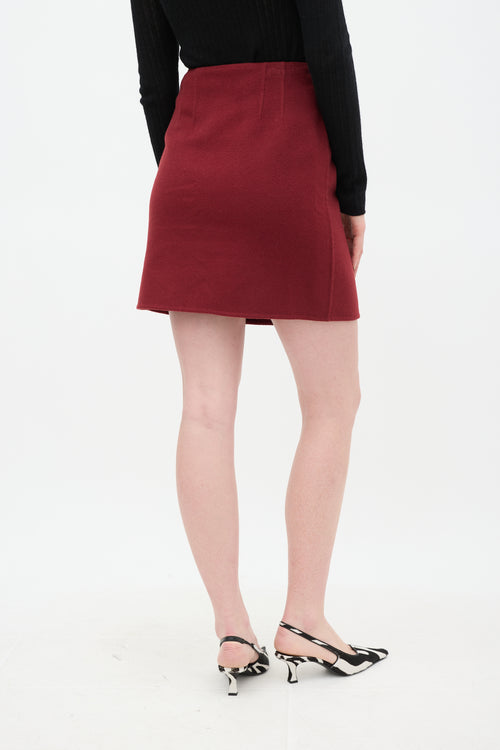 Ermanno Scervino Burgundy Wool Wrap Mini Skirt