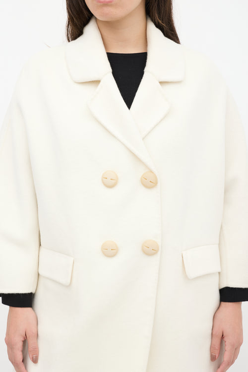 Ermanno Scervino Cream Wool Double Breasted Coat