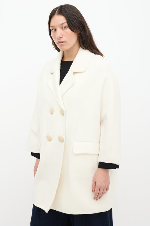 Ermanno Scervino Cream Wool Double Breasted Coat