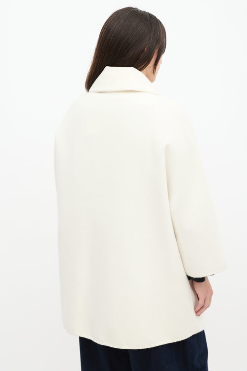 Ermanno Scervino Cream Wool Double Breasted Coat