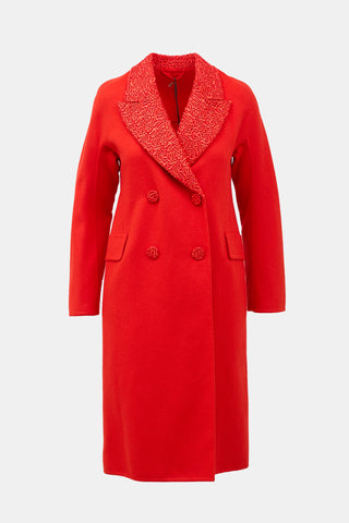 Ermanno Scervino Felted Wool & Embroidered Lapel Coat