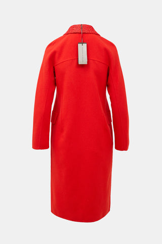 Ermanno Scervino Felted Wool & Embroidered Lapel Coat