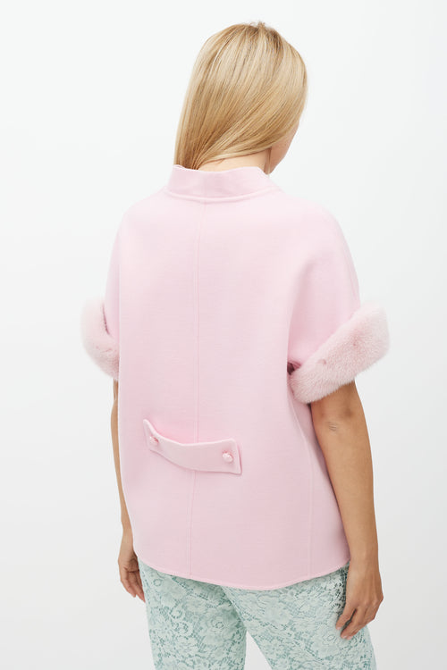 Ermanno Scervino Pink Fur Trim Short Sleeve Jacket