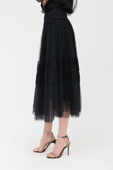 Ermanno Scervino Pleated Lace & Tulle Skirt