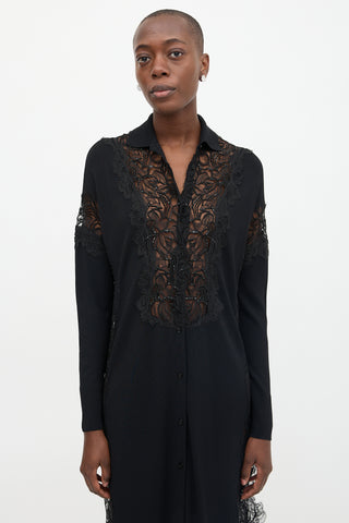 Ermanno Scervino Knit & Lace Embellished Dress