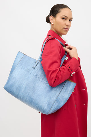 Ermanno Scervino Leather Printed Logo Tote Bag