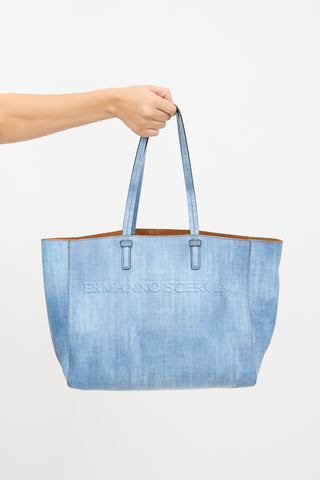 Ermanno Scervino Leather Printed Logo Tote Bag