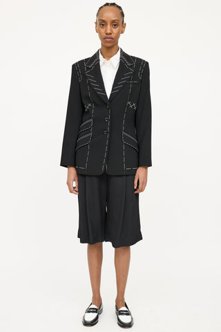 Escada Wool Contrast Stitch Blazer