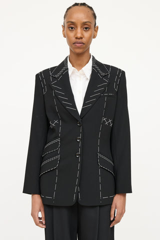 Escada Wool Contrast Stitch Blazer