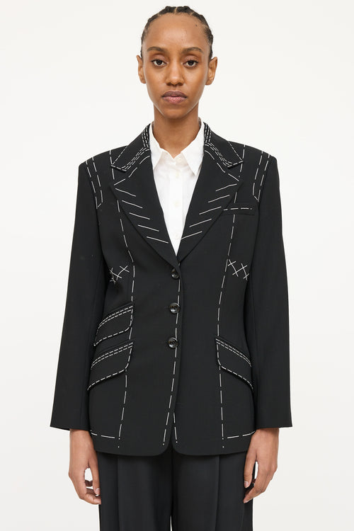 Escada Wool Contrast Stitch Blazer