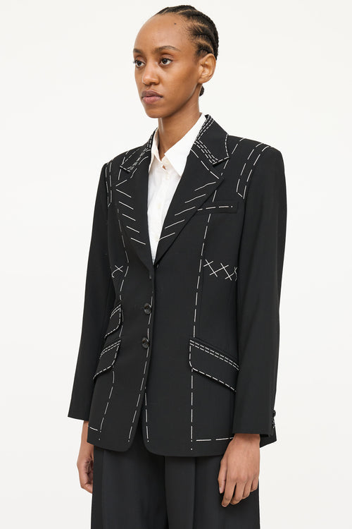 Escada Wool Contrast Stitch Blazer