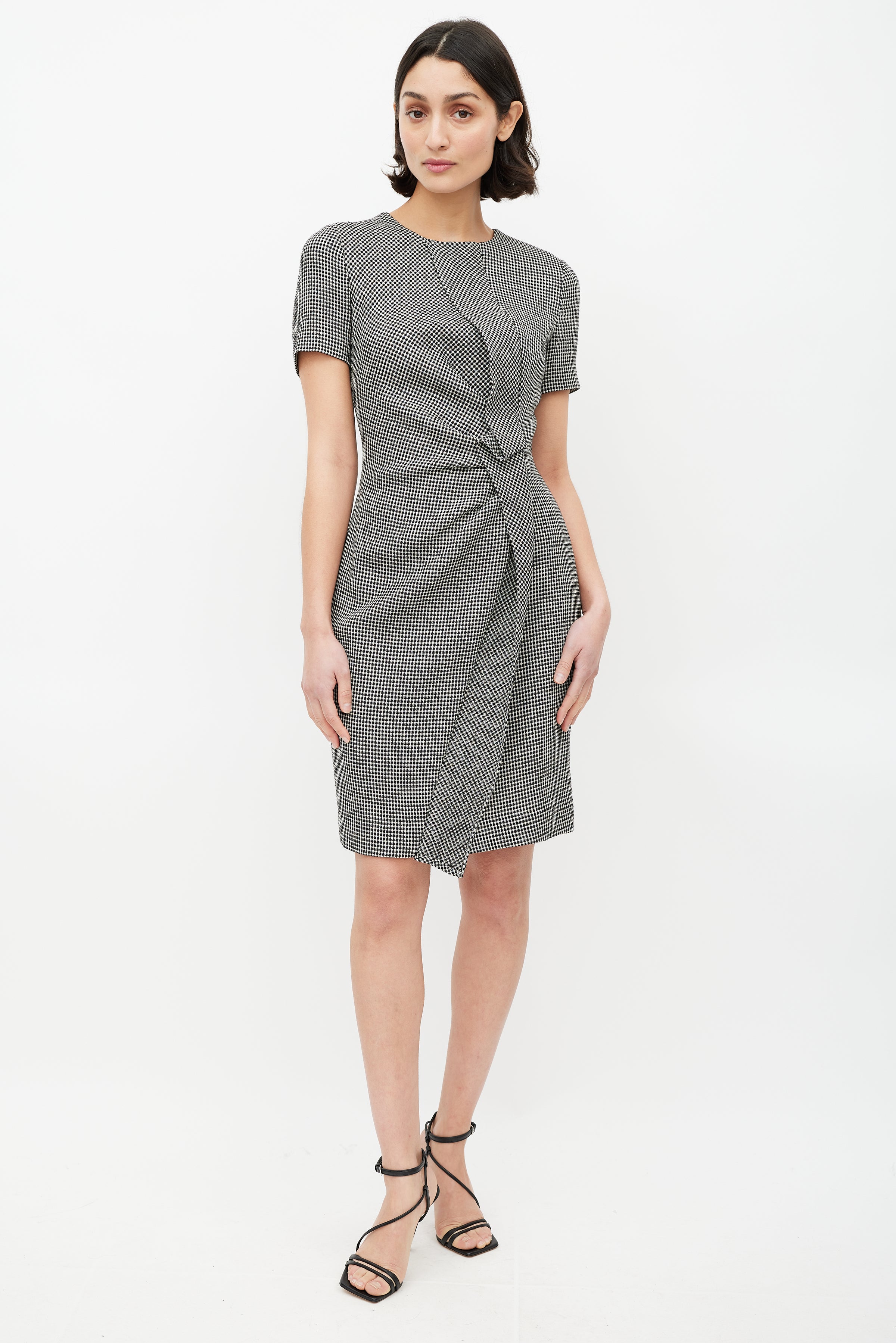 Escada // Black & White Textured Wool Dress VSP Consignment Escada // Black & White Textured Wool Dress VSP Consignment