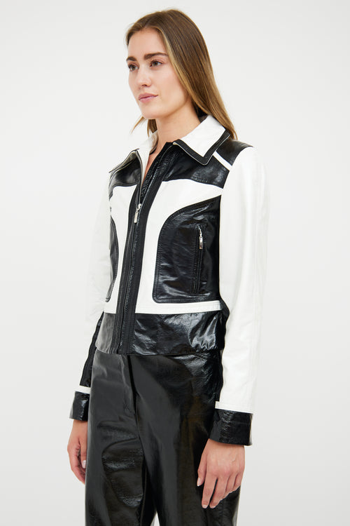 Escada Black & White Patent Panel Jacket