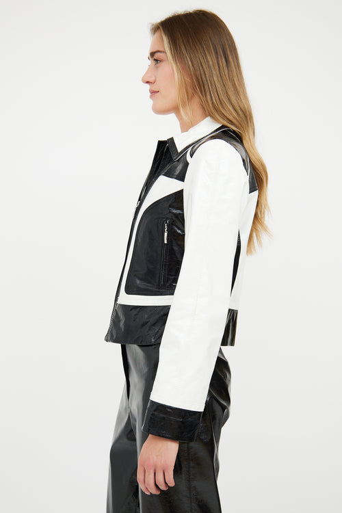 Escada Black & White Patent Panel Jacket