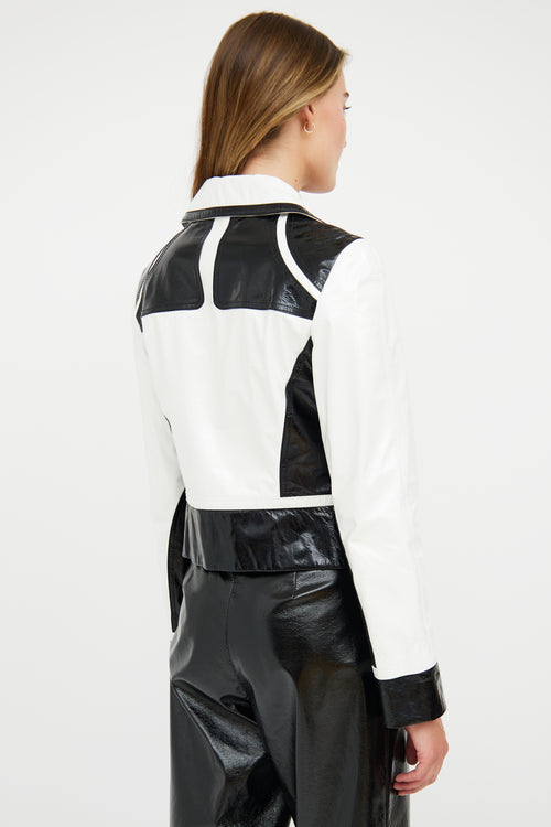 Escada Black & White Patent Panel Jacket