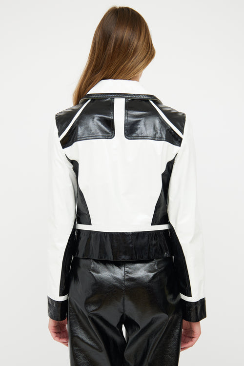 Escada Black & White Patent Panel Jacket