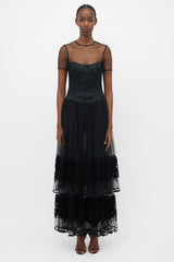 Escada Tulle Tiered Maxi Dress