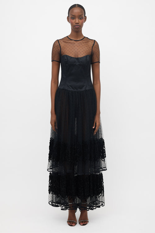 Escada Tulle Tiered Maxi Dress