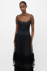 Escada Tulle Tiered Maxi Dress