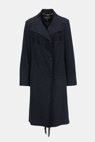Escada Wool Chevron Fringe Coat
