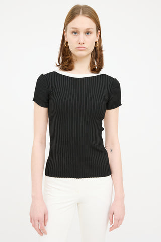 Escada Black & White Ribbed Top