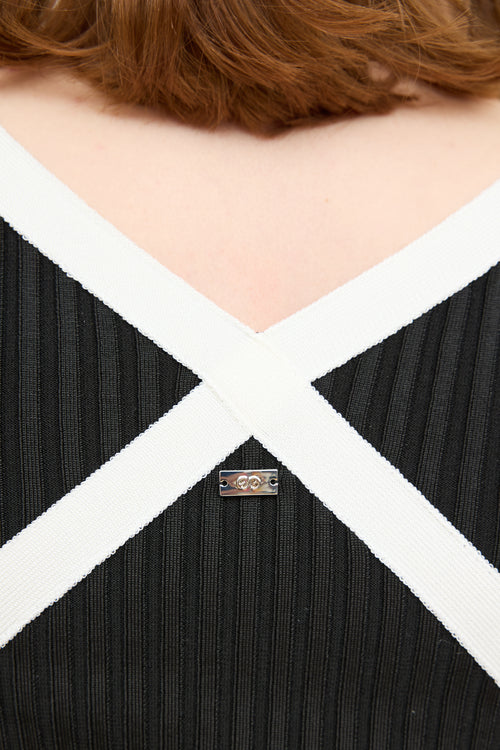 Escada Black & White Ribbed Top