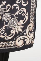 Escada Cream & Black Silk Paisley Scarf