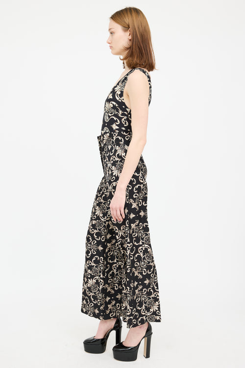 Escada Cream & Black Printed Swimsuit