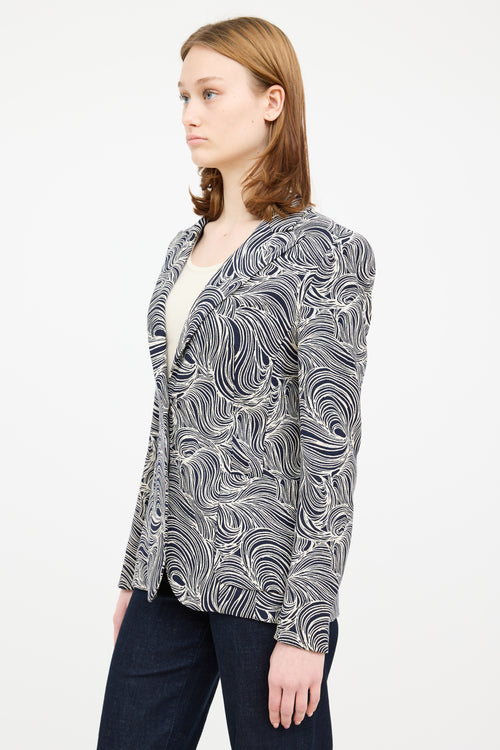 Escada Navy & Cream Long Sleeve Blazer