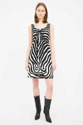 Escada Black & White Print Shift Dress