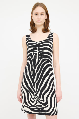 Escada Black & White Print Shift Dress