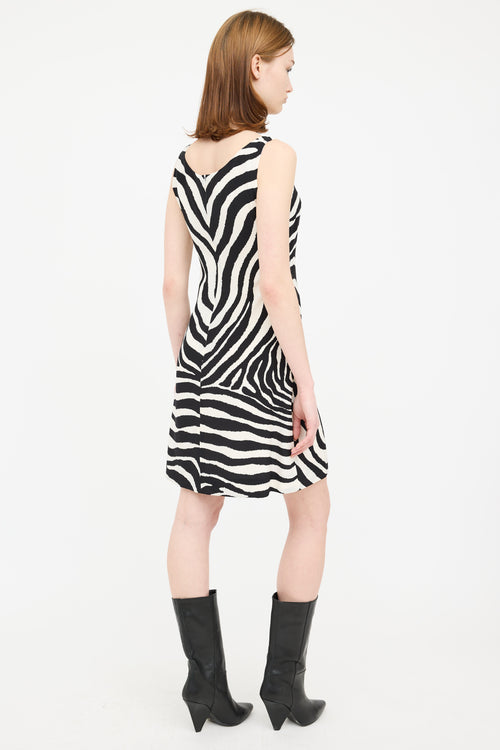 Escada Black & White Print Shift Dress
