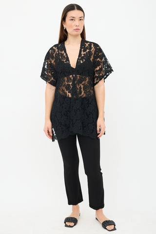 Eskandar Lace Short Sleeve Cardigan