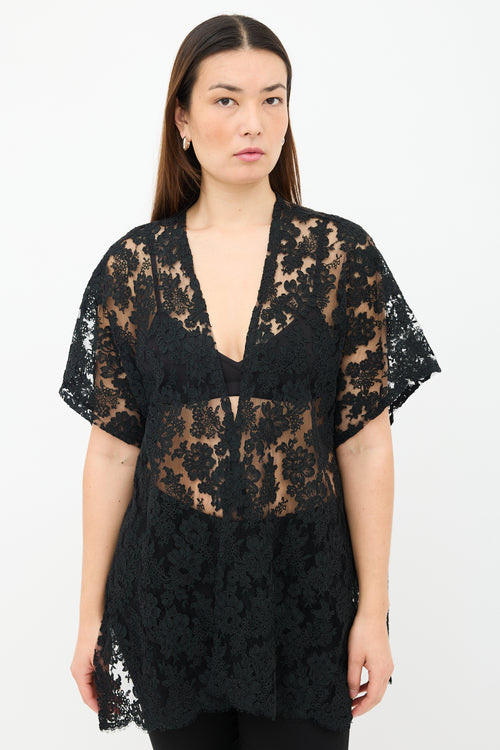 Eskandar // Lace Short Sleeve Cardigan – VSP Consignment