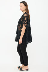 Eskandar Lace Short Sleeve Cardigan