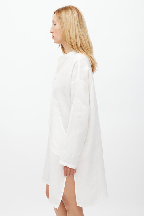 Eskandar White Linen Shirt Dress
