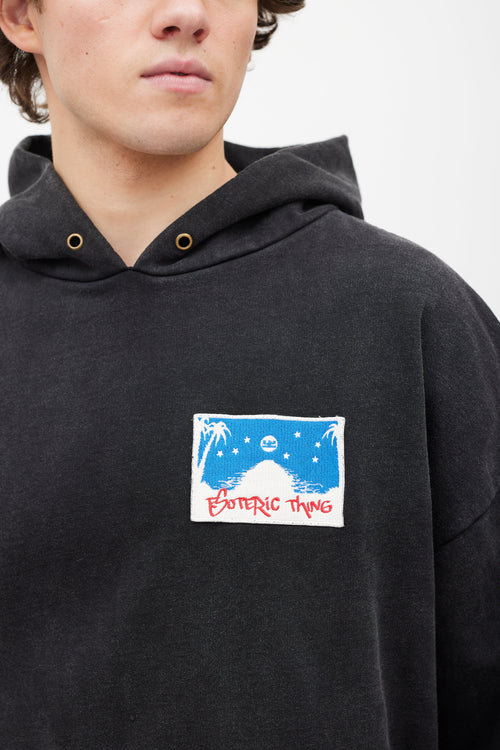 Esoteric Thing Grey Cotton Embroidered Hoodie