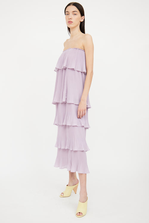 Essentiel Purple Pleated Tiered Dress