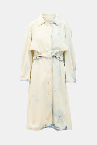 Esteban Cortázar Acid Wash Denim Trench Coat