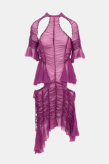 Ester Manas Mesh Semi-Sheer Ruched Dress