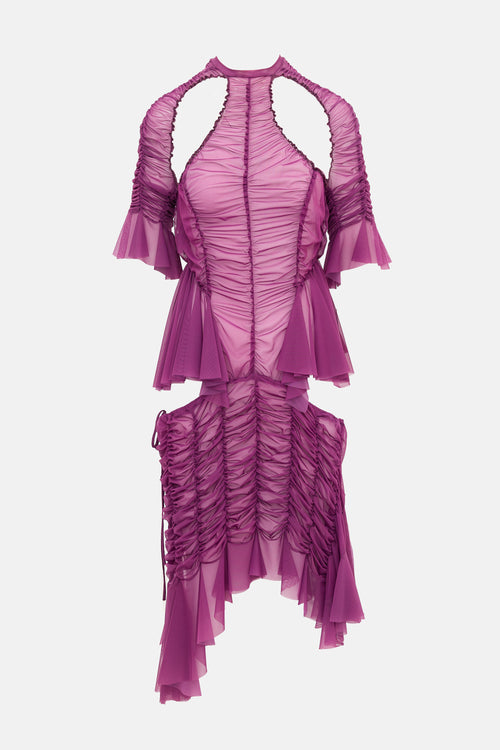 Ester Manas Mesh Semi-Sheer Ruched Dress