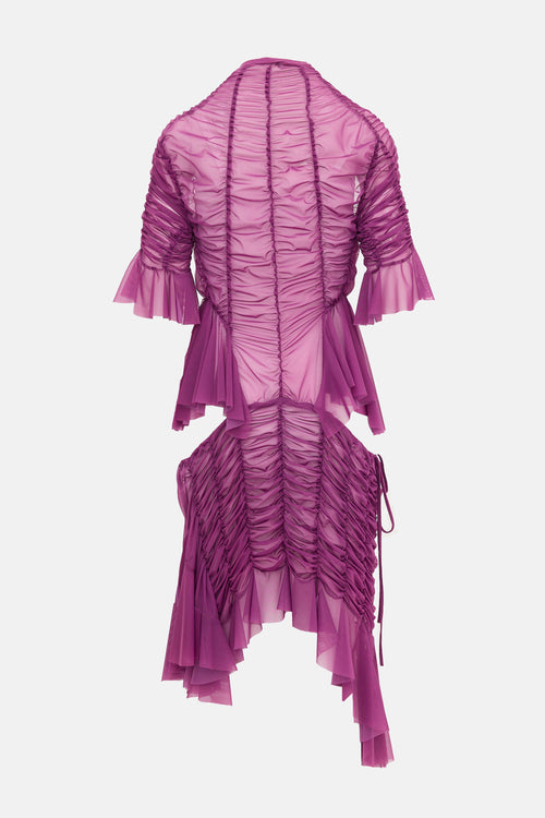 Ester Manas Mesh Semi-Sheer Ruched Dress