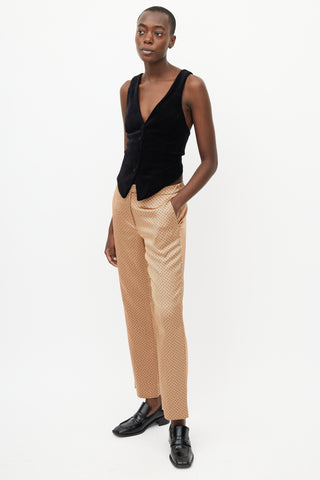 Etro Beige & Black Satin Scale Print Trouser