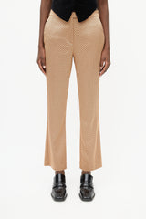 Etro Beige & Black Satin Scale Print Trouser