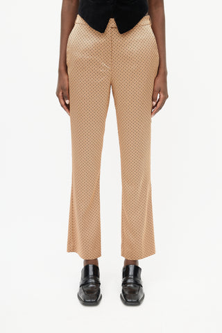 Etro Beige & Black Satin Scale Print Trouser