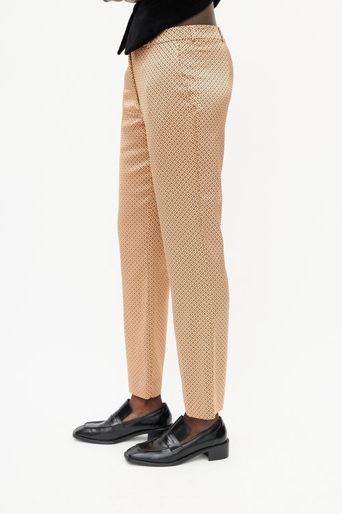 Etro Beige & Black Satin Scale Print Trouser