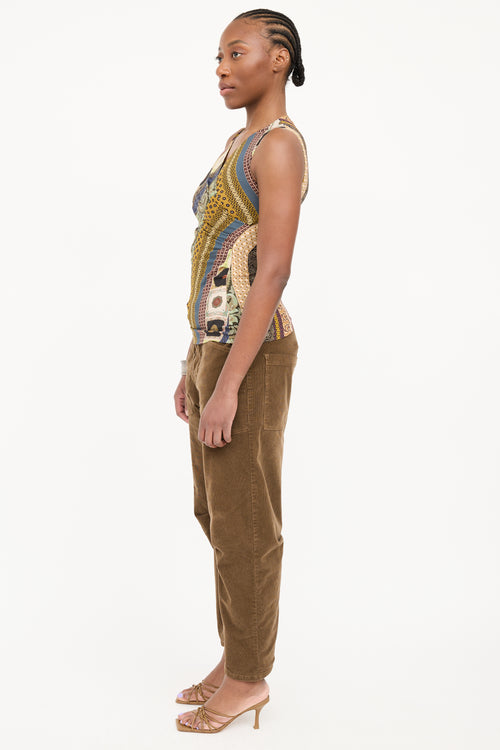 Etro Silk Asymmetrical Gathered Top