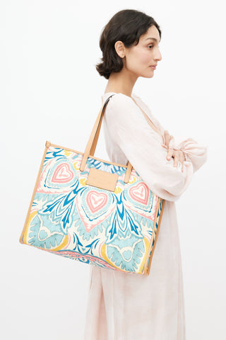 GLOBETROTTER' BEIGE SHOPPER BAG WITH PAISLEY MOTIF EMBROIDERY IN