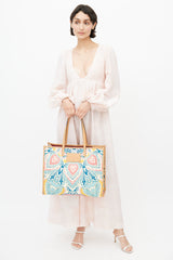 Etro Beige & Multicolour Woven Globetrotter Tote Bag